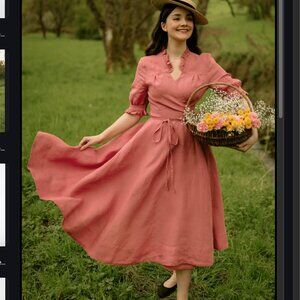 Son de Flor Darcy Dress, Short Sleeve - Vintage Pink / L